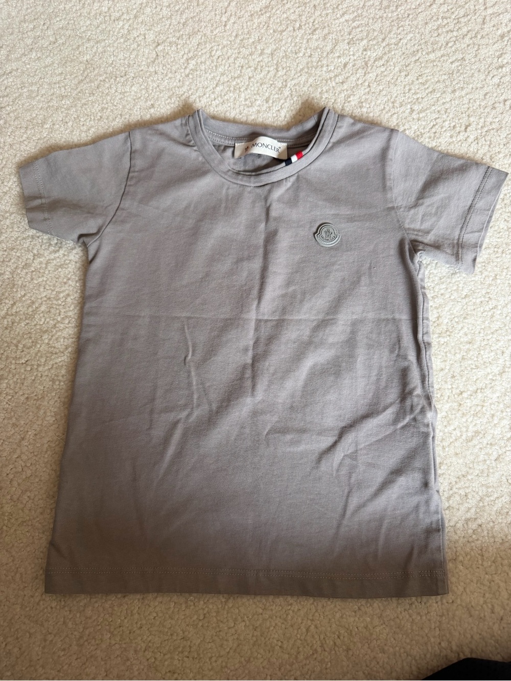Moncler Kids Light Gray Logo Short Sleeve Tee
